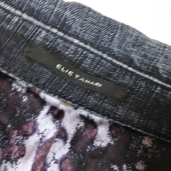 Elie Tahari Blue Cotton Distressed Jacket - Picture 6 of 8